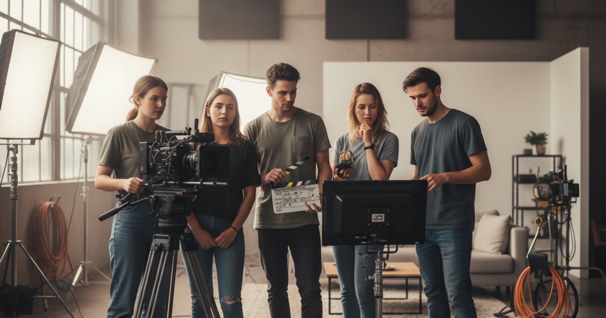 Students learning hands-on cinematography in a film course workshop