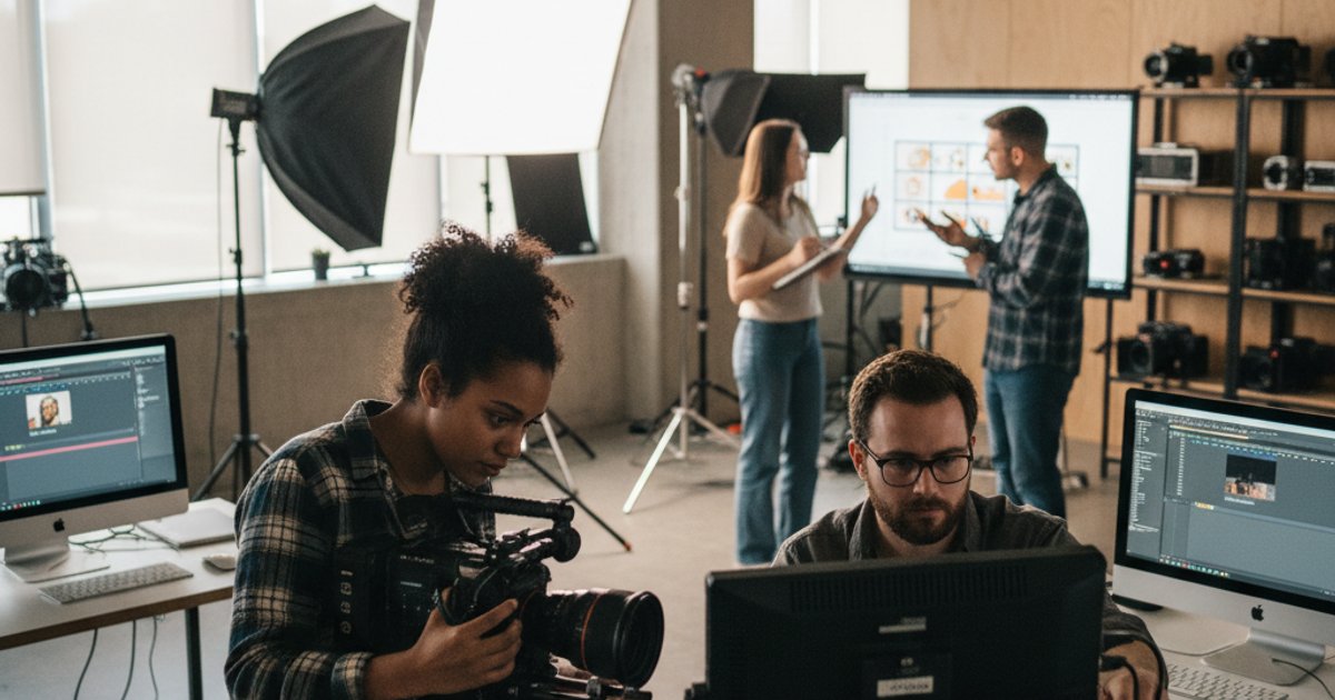 Students learning visual literacy in a modern film course