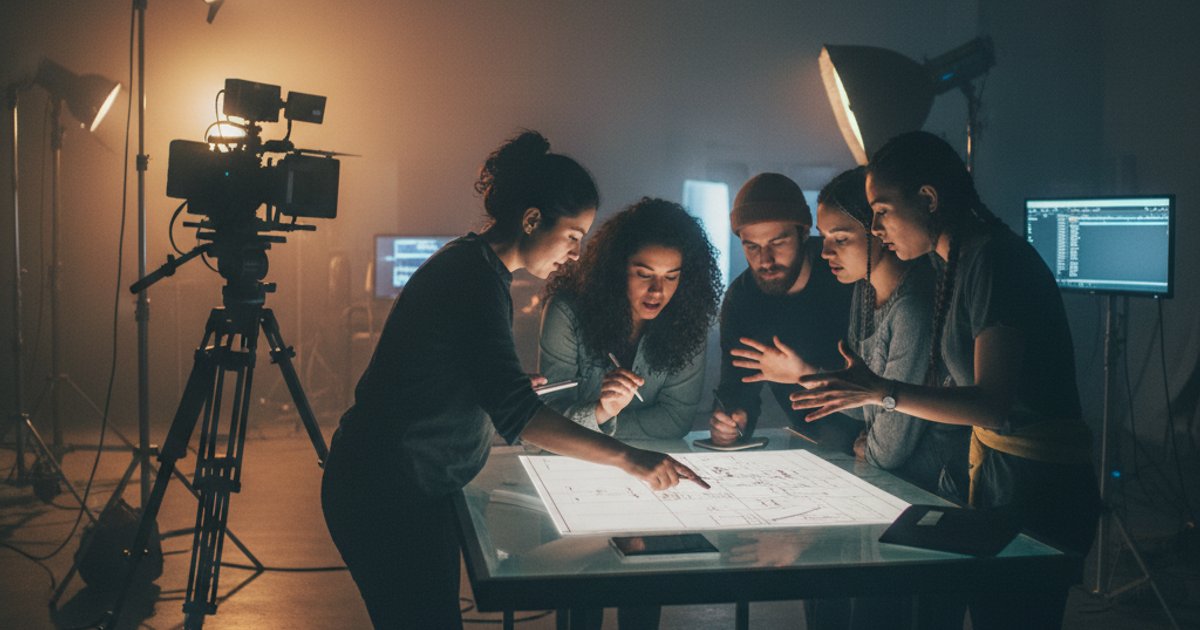 Students in a film course discussing artistic vision