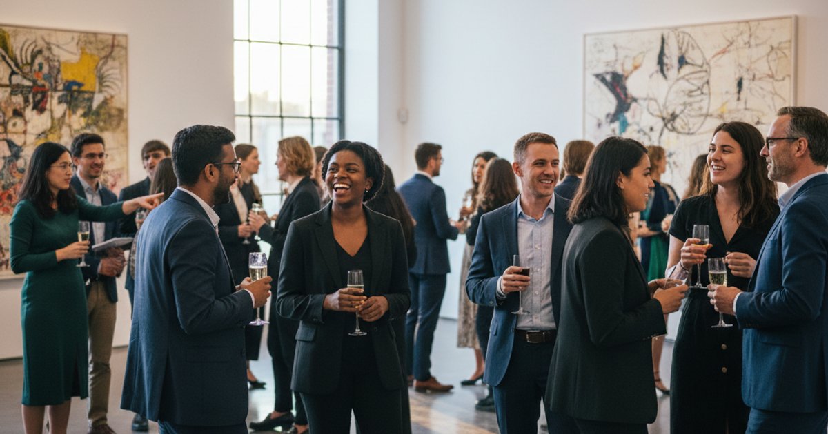 Film making school alumni networking at an industry event, highlighting the strength of the creative ecosystem