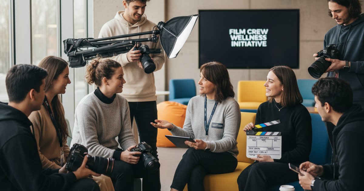 Film course students discussing mental health support with a counselor