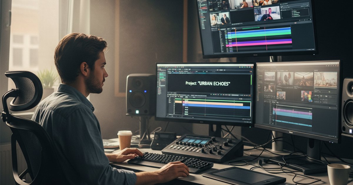 Video production professional editing footage, demonstrating skills learned in video production school