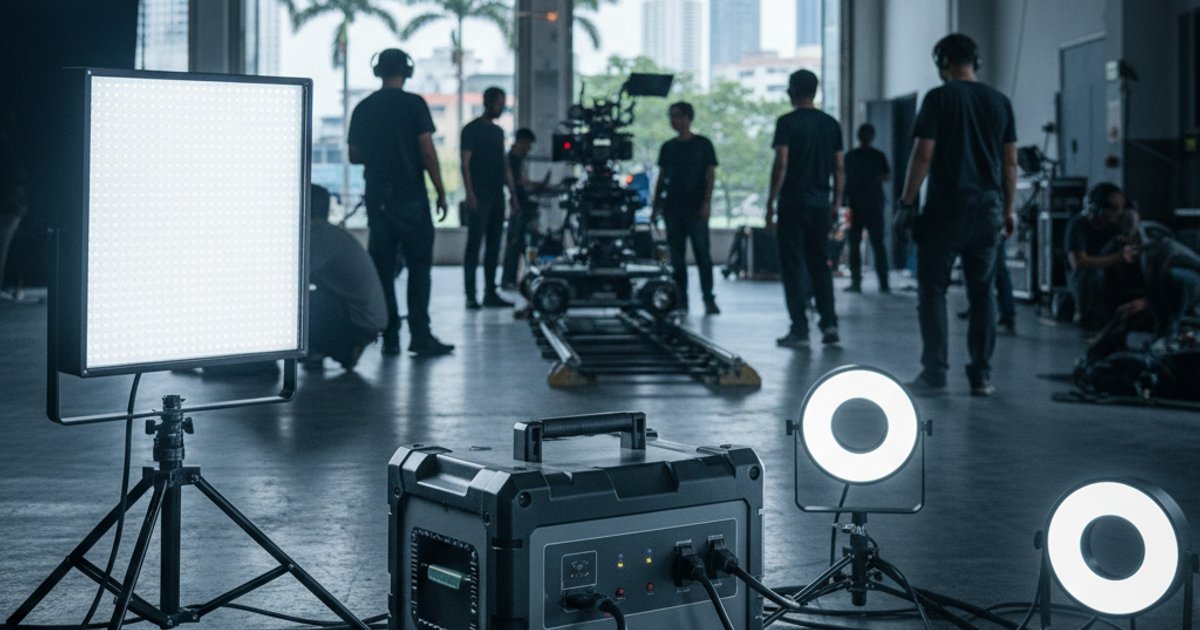 Green technology in action on a video production set, showcasing sustainable practices