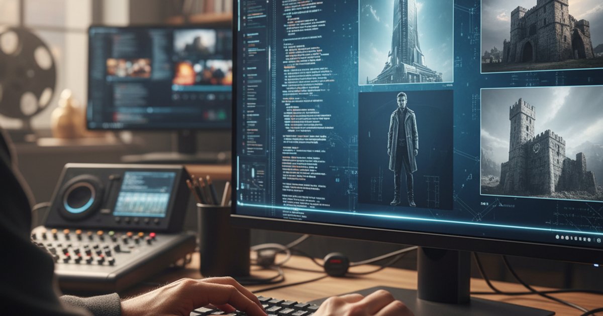 Filmmaker using generative AI prompting for video creation